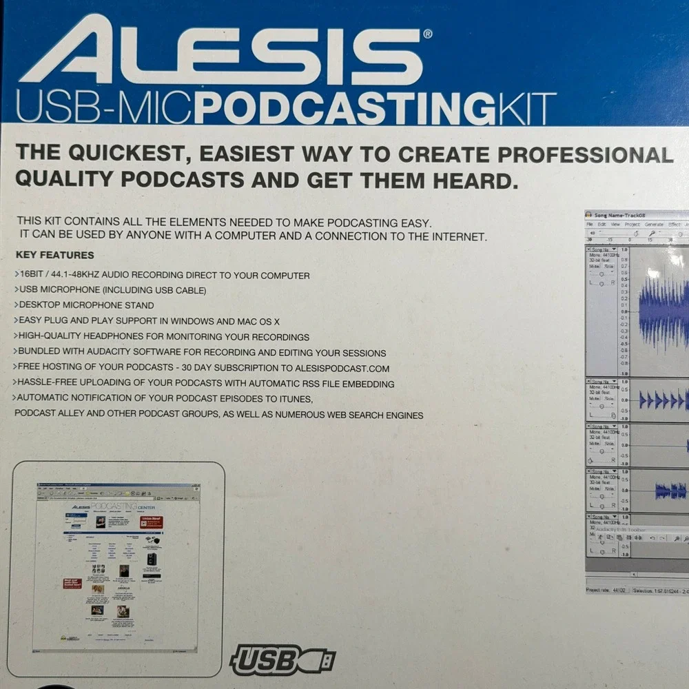 Alesis USB-MIC Podcasting Kit Professional Studio Set AM01 New In Box